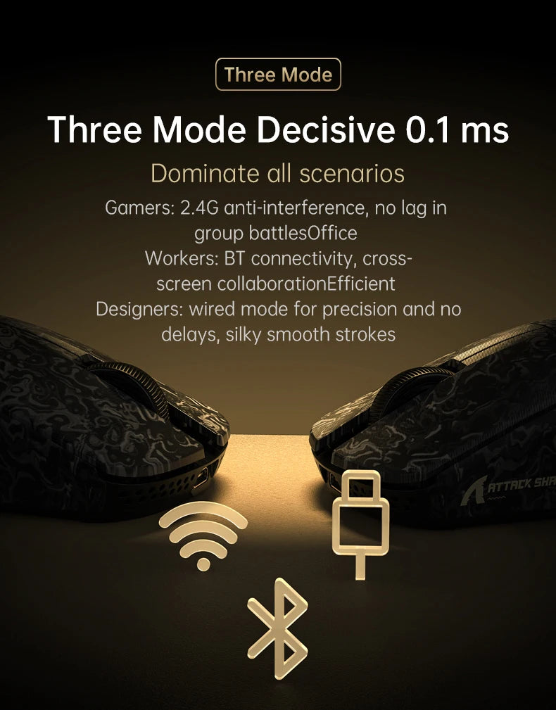 Wireless 8K Attack Shark R11 Ultra Gaming Mouse Carbon Fiber PAW3950MAX Sensor 42000DPI OMRON 100M Switch