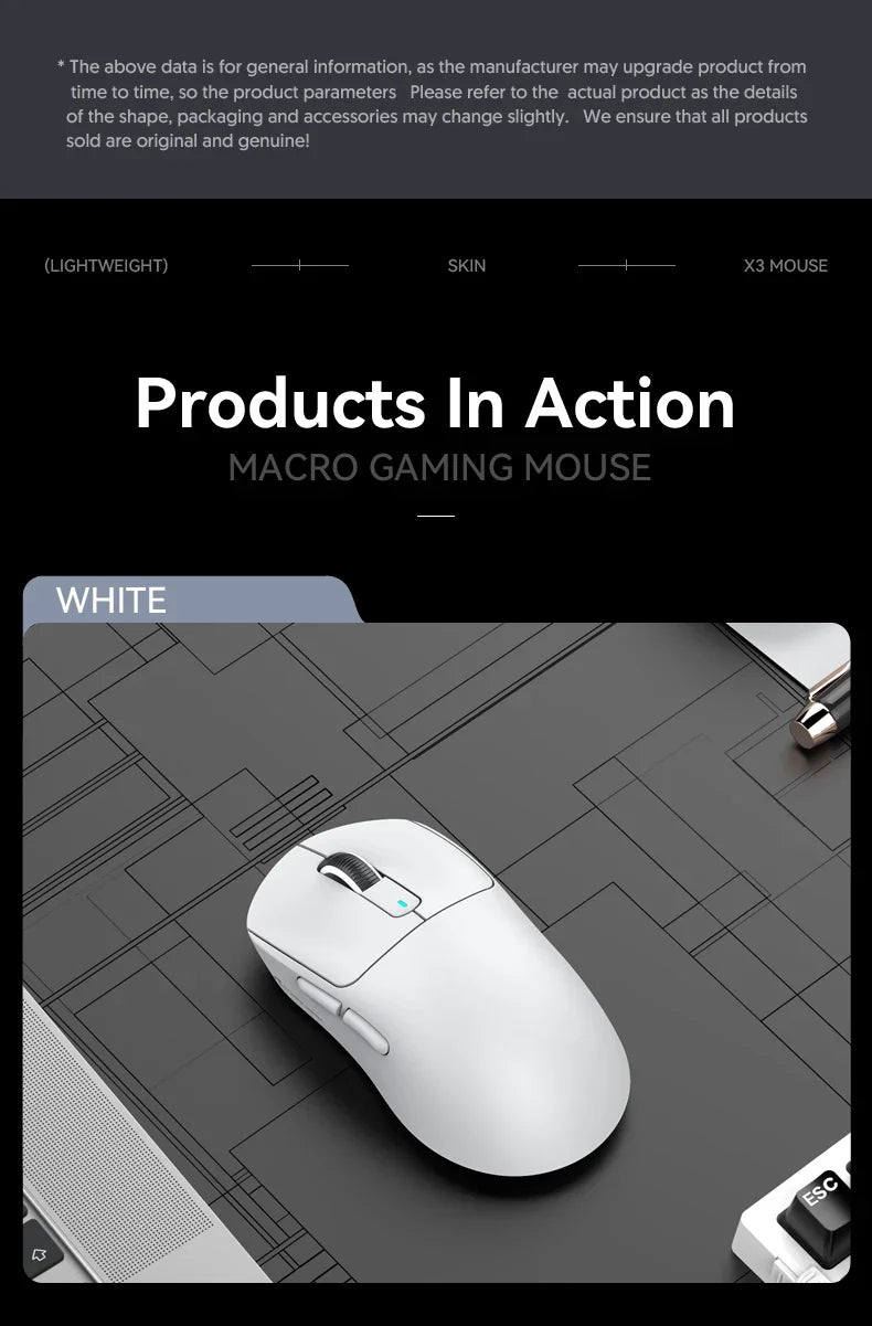 Attack Shark X3 PixArt PAW3395 Bluetooth Mouse 2.4G Tri-Mode Connection, 26000dpi, 650IPS,Lightweight Macro Gaming Mouse