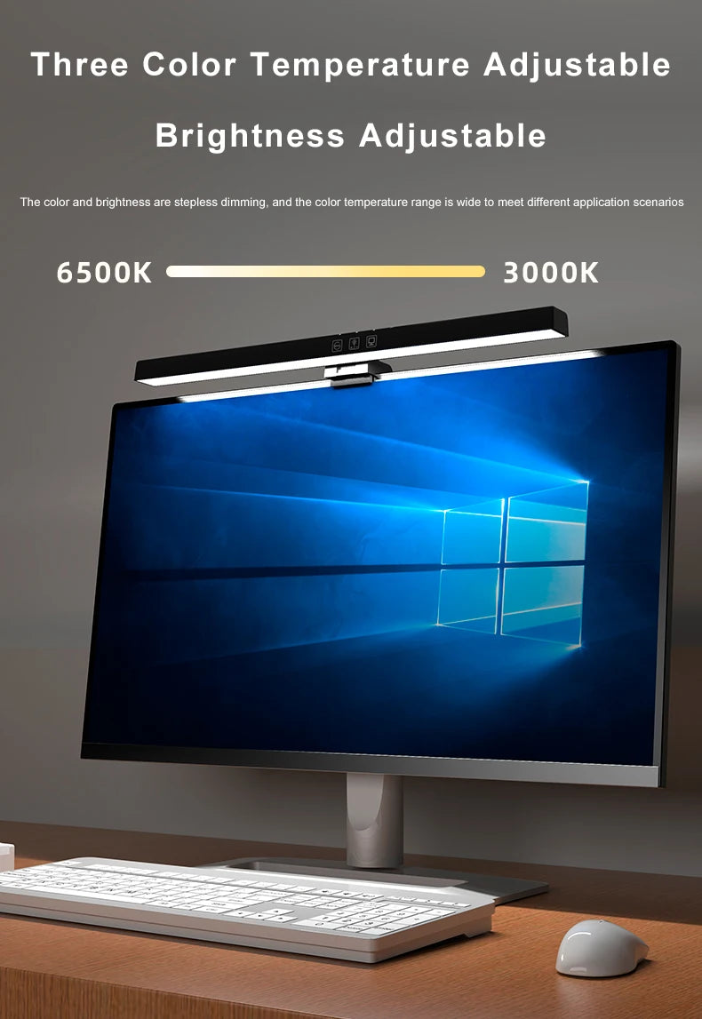 33-60cm Monitor Light Bar PC RGB Background Lighting Eye Protection Dimming Reading/Gaming/Work Lamp Timed Night Light