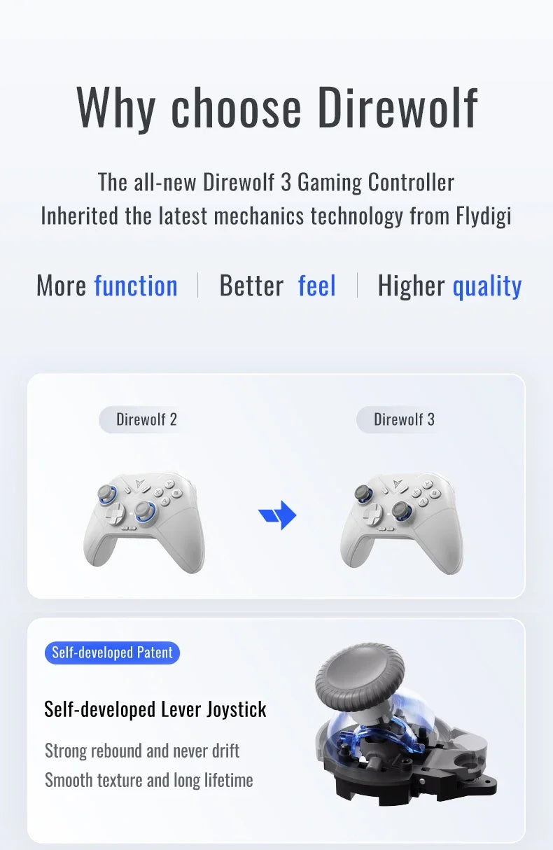 Flydigi Direwolf 3 Gamepad Wireless Bluetooth Gaming Controller Support NS PC TV iOS Android  Lever Joystick Game Handle