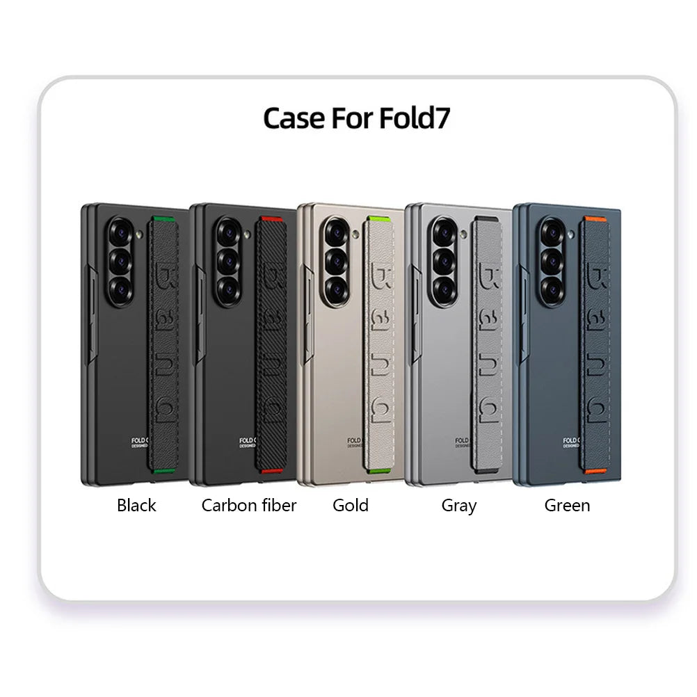 Ultra-thin hard micro-matte feel with wrist strap for phone case for Samsung Galaxy Z Fold 7 fold7 Camera Protect Cover