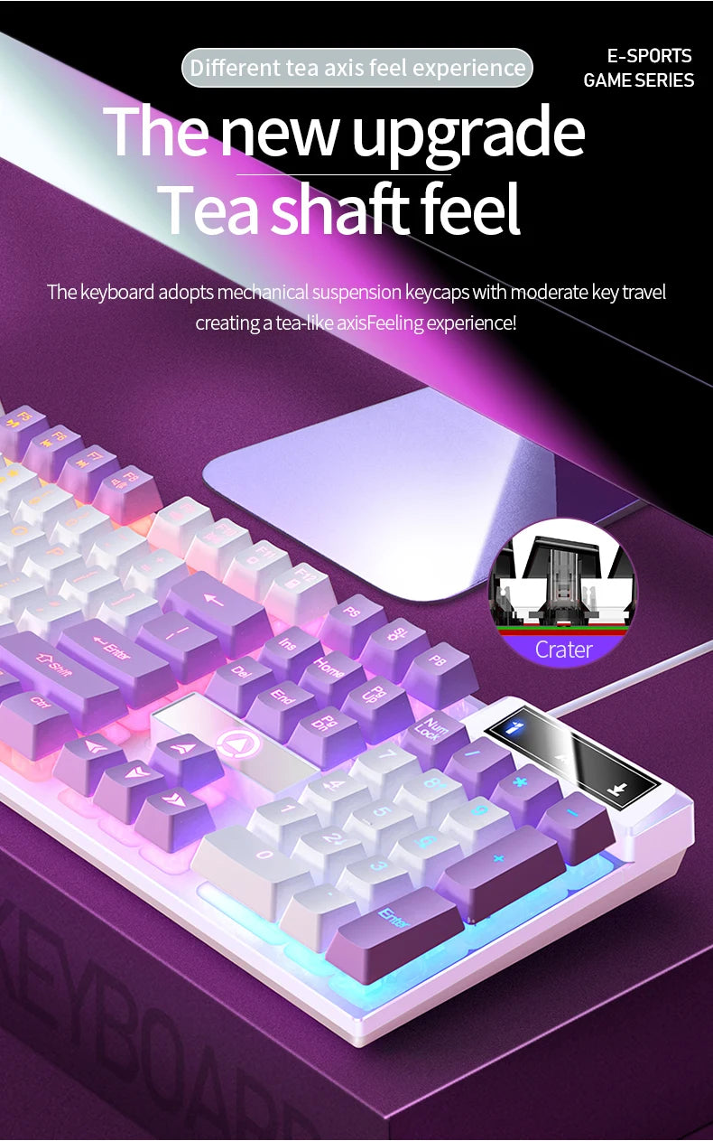 104 Keys Gaming Keyboard Wired Keyboard Color Matching Backlit Mechanical Feel Computer E-sports Peripherals for Desktop Laptop