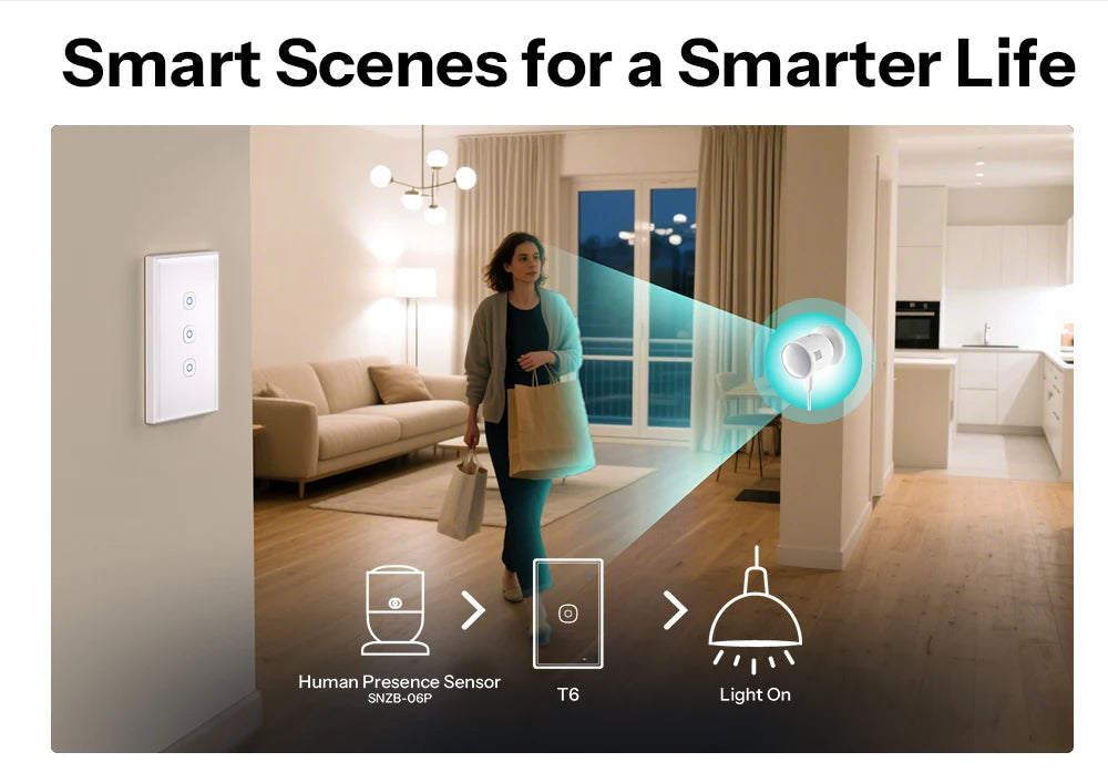 SONOFF TX Gen2 US Smart Touch Wall Switch T6 120 Matter Detach Relay Adjustable Night Switch Locator Apple Ecosystem Compatible
