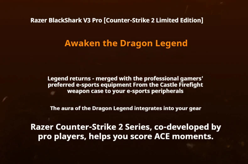 Razer BlackShark V3 Pro&CS2 Co-Branded Bluetooth Wireless Gaming Headphone Active Noise Cancellation with Detachable Microphone