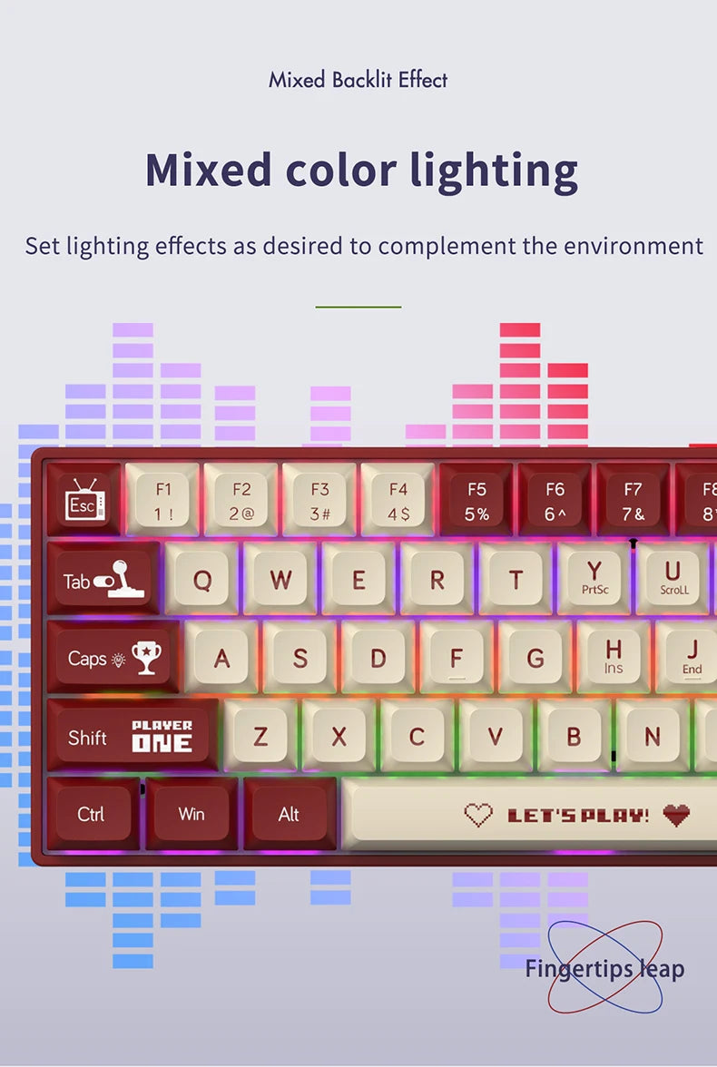 AJAZZ AK680 Gaming Mechanical Keyboard ABS Keycap 68 Keys Wired Wireless Bluetooth Keyboard Hot Swap Custom Gasket for Pc Laptop