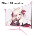27inch Curved Pink Monitor QHD 165hz 1800R Gaming Display HDR10 Free-Sync Desktop Screen 1ms GTG  With Speakers Tilt Adjustable