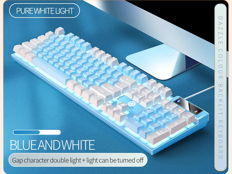 104 Keys Gaming Keyboard Wired Keyboard Color Matching Backlit Mechanical Feel Computer E-sports Peripherals for Desktop Laptop