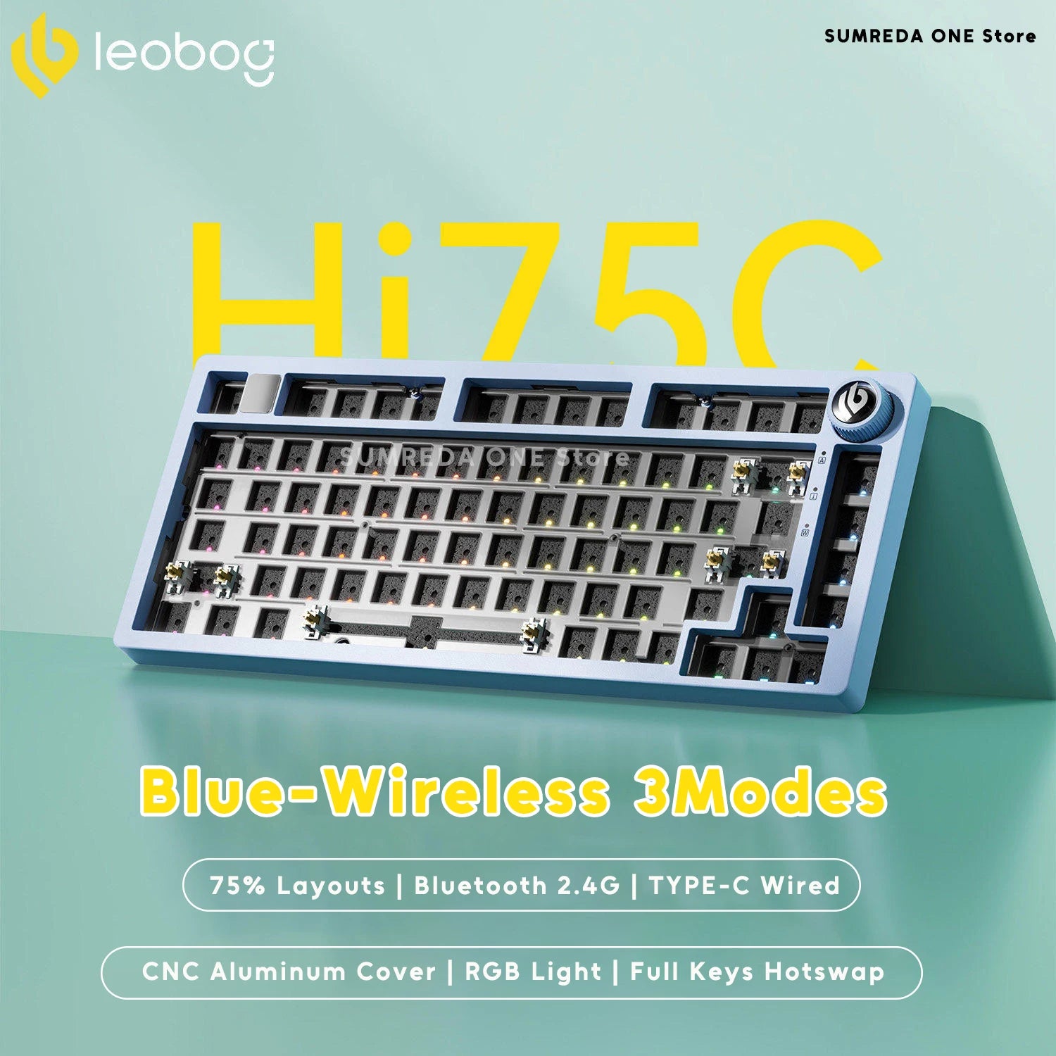 Leobog Hi75C Pro Aluminum Gasket Mechanical Keyboard | Wireless Tri-Mode, Hot-Swap & RGB | 75% Custom Gaming Keyboard