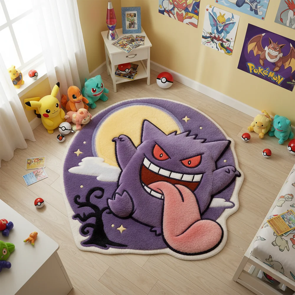 Area Rug  Anime Pikachu Charizard Squirtle Bulbasaur Gengar Mewtwo Pokémon Super Cool Handmade Printed Carpet for Home Decor