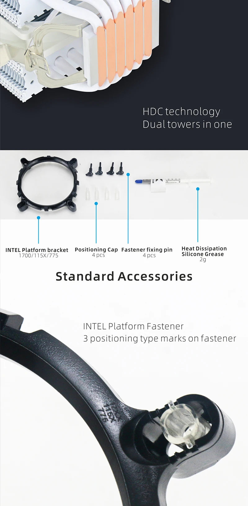 Z135 All White CPU Cooler With 6 HeatPipes Support 1700/1200/115x/AM4 Efficient 4Pin PWM ARGB Fan Quiet Ventilador Radiator