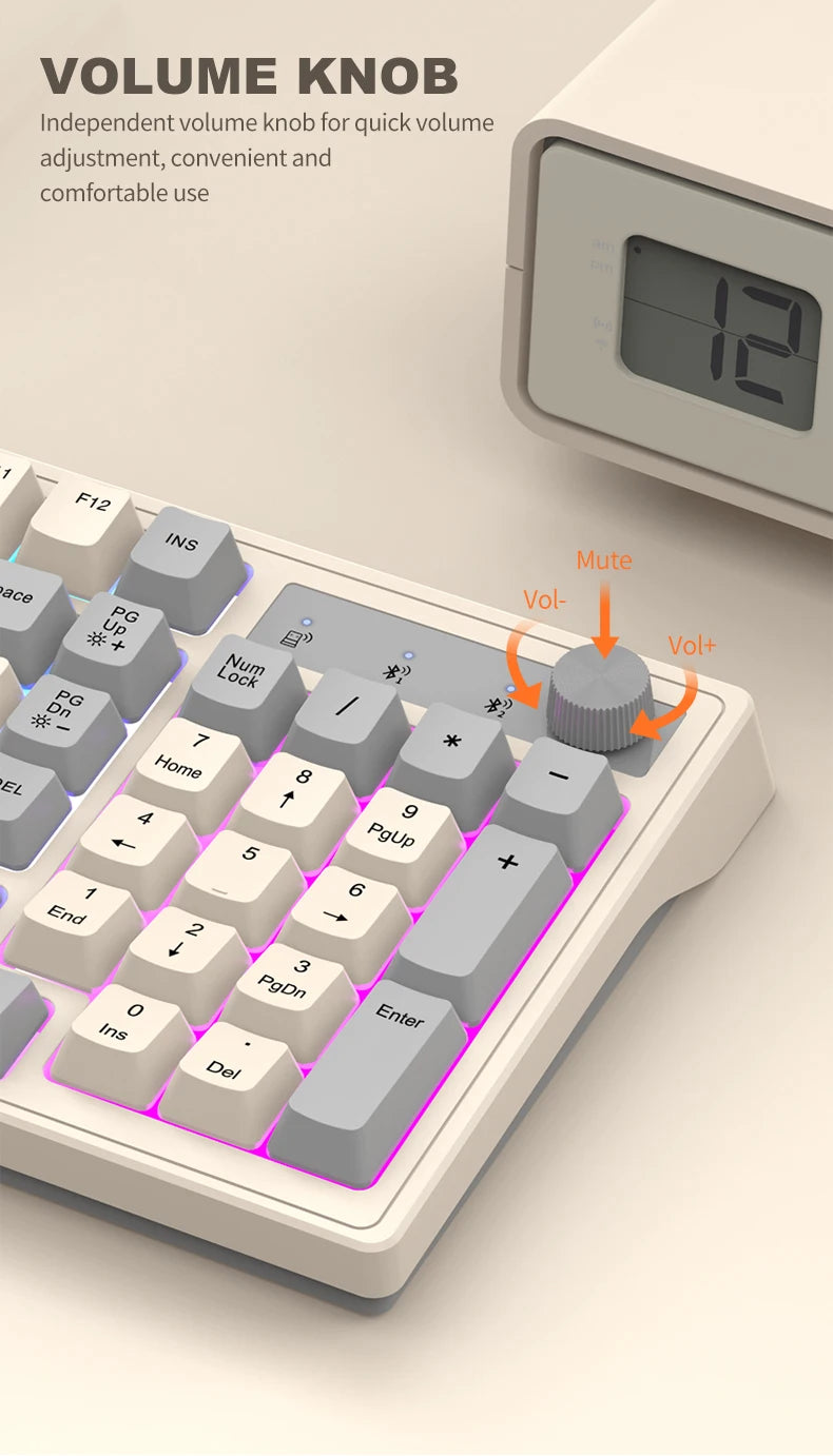 Dual Bluetooth Mechanical Keyboard Dual Modes BT5.0 2.4G Wireless Keyboard RGB Backlight Gaming Keyboard For  PC Laptop Tablet