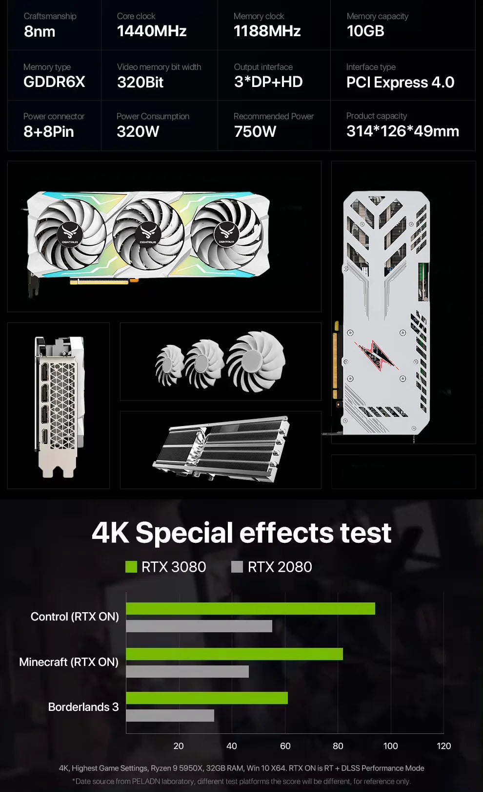 CENTAUR  Gaming GeForce RTX 3060ti 3070 3070ti 8GB GDRR6 256Bit HDM1/DP 3X Fans 3.0 Ampere Architecture Graphics Card