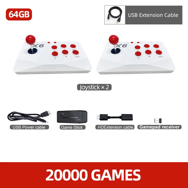 VILCORN M8 Game Stick 4K Arcade Video Game Console for MAME PS1 9 Emulator with Double Arcade Joysitck 41000 Games Retro Machine