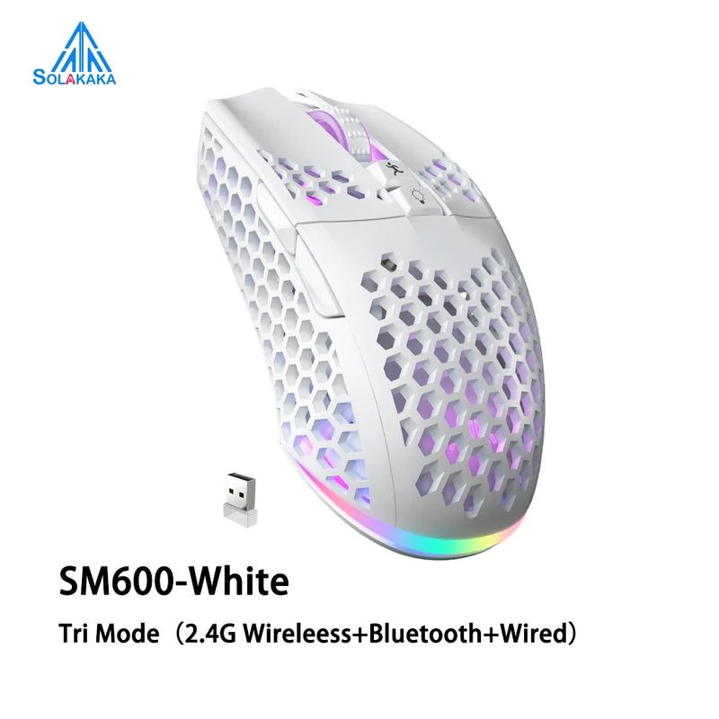 SM600 3-Mode Connection Wireless Gaming Mouse Ergonomic Design Rechargeable Mice Macro Software Zero Latency
