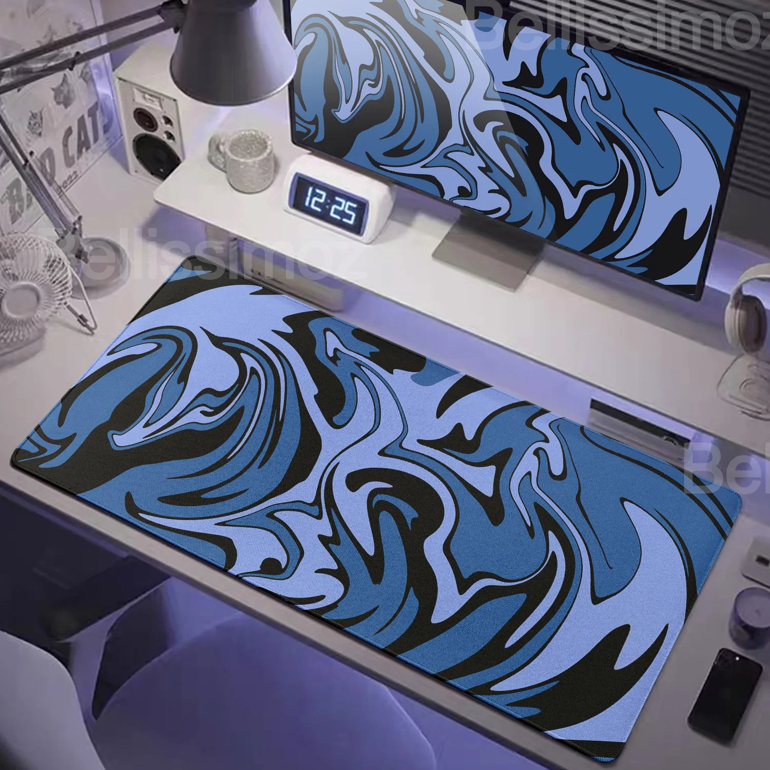 Strata Liquid Mousepad Large Gaming Keyboard Extended Pads Purple and Black Mouse Mat Topographic Mouse Pad PC cabinet Deskmat