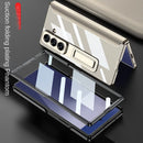 Ultra-thin Transparent Plated Frame Stand Holder with Glass Protective Film Case for Samsung Galaxy Z Fold 7 fold7 Protect Cover