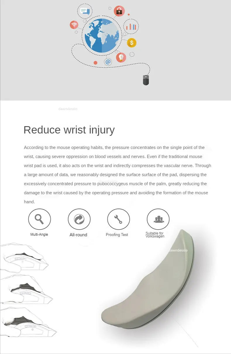 Ergonomic Mouse Pad Wrist Pad Silicon Gel Non-slip Streamline Wrist Rest Support Mat Computer Mousepad for Office Gaming PC