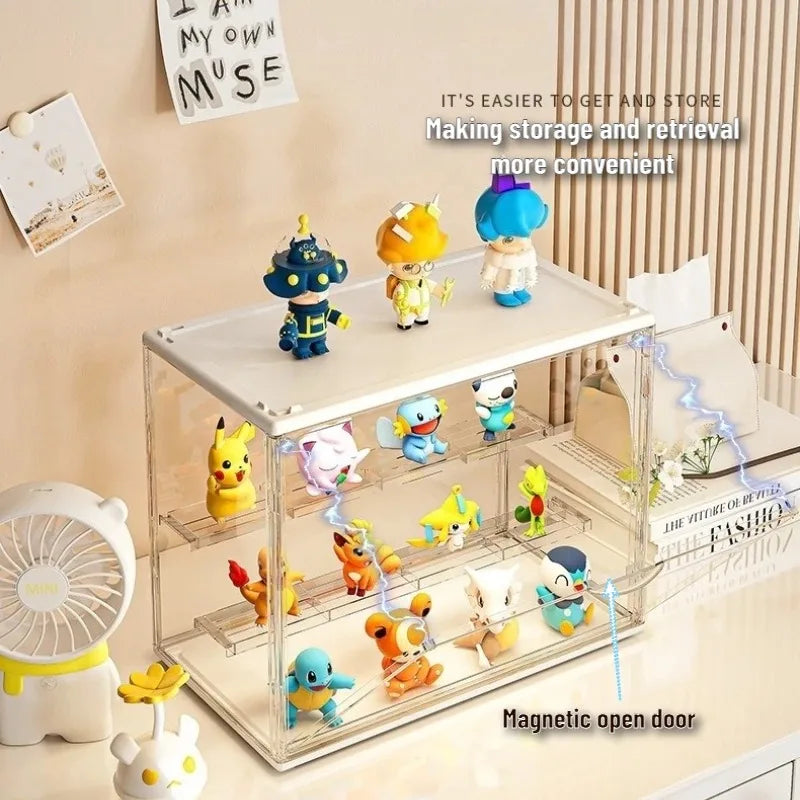 Large Capacity Dustproof Acrylic Display Case Blind Box Collectible Action Figure Mini Doll Desktop Storage Showcase Organizer