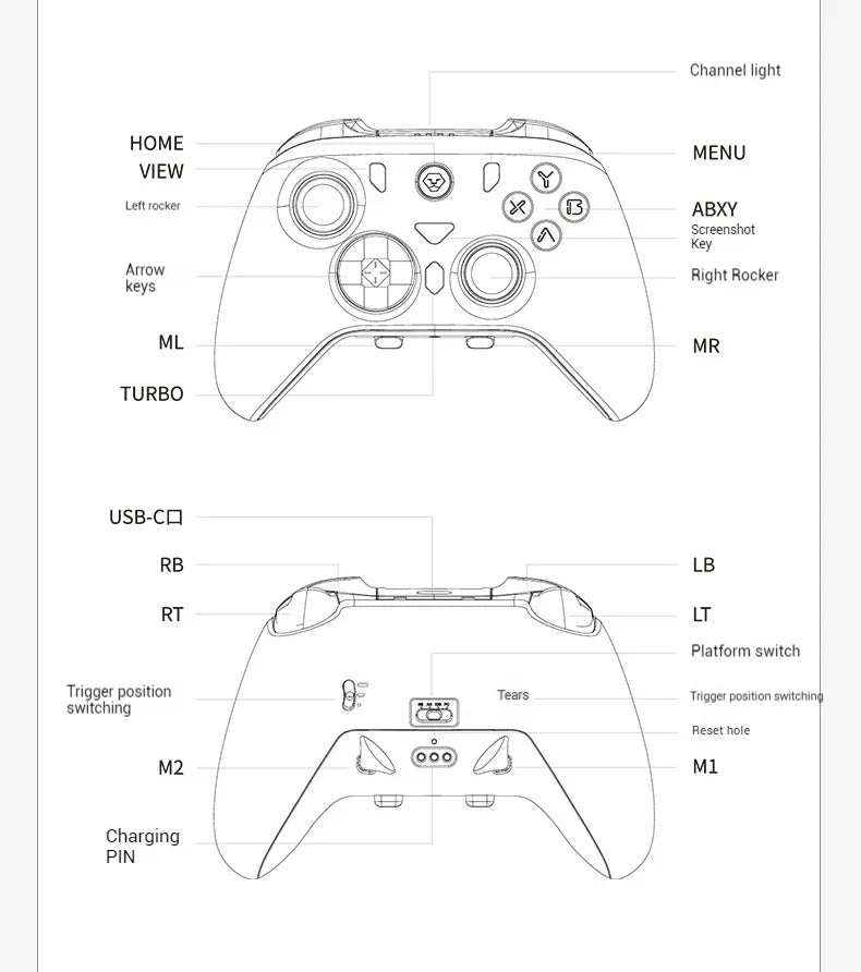 AOLION K20 Wireless Gaming Controllers TMR Joystick Replaceable Magnetic Shell Gamepads Custom For PC NS2 Steam Gamer Gfits
