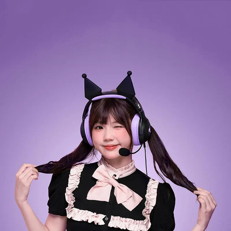 Razer Sanrio Kuromi Edition Kraken V3 X Wired USB Headset with HyperClear Cardioid Microphone and TriForce 40mm Drivers