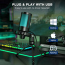 AmpliGame by FIFINE RGB USB Gaming Microphone with Light-touch Mute,Condenser Mic with Tripod for PC,PS4/5,Laptop Streaming-A2