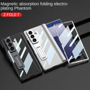 Ultra-thin Transparent Plated Frame Stand Holder with Glass Protective Film Case for Samsung Galaxy Z Fold 7 fold7 Protect Cover
