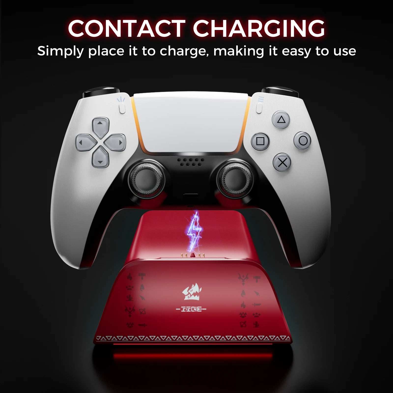 IINE Charging Station for PS5 Controller, Anti-slip Design, LED Indicator, Overcharge Protection, Fast Charging