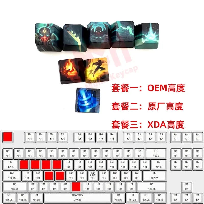 1 Set LOL Keycaps For MX Switch PBT 5 Sides Dye Subbed Keycap All Champions Can Be Customized OEM Cherry XDA Profile Key Cap