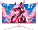 27inch Curved Pink Monitor QHD 165hz 1800R Gaming Display HDR10 Free-Sync Desktop Screen 1ms GTG  With Speakers Tilt Adjustable