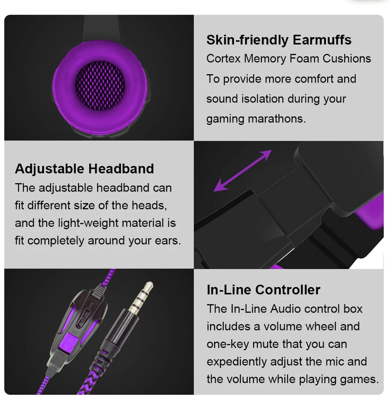 Wired Gaming Headset with Mic Noise Isolating Over-Ear, PC/PS4/PS5/Xbox Compatible, Volume Control, 3.5mm Audio Jack