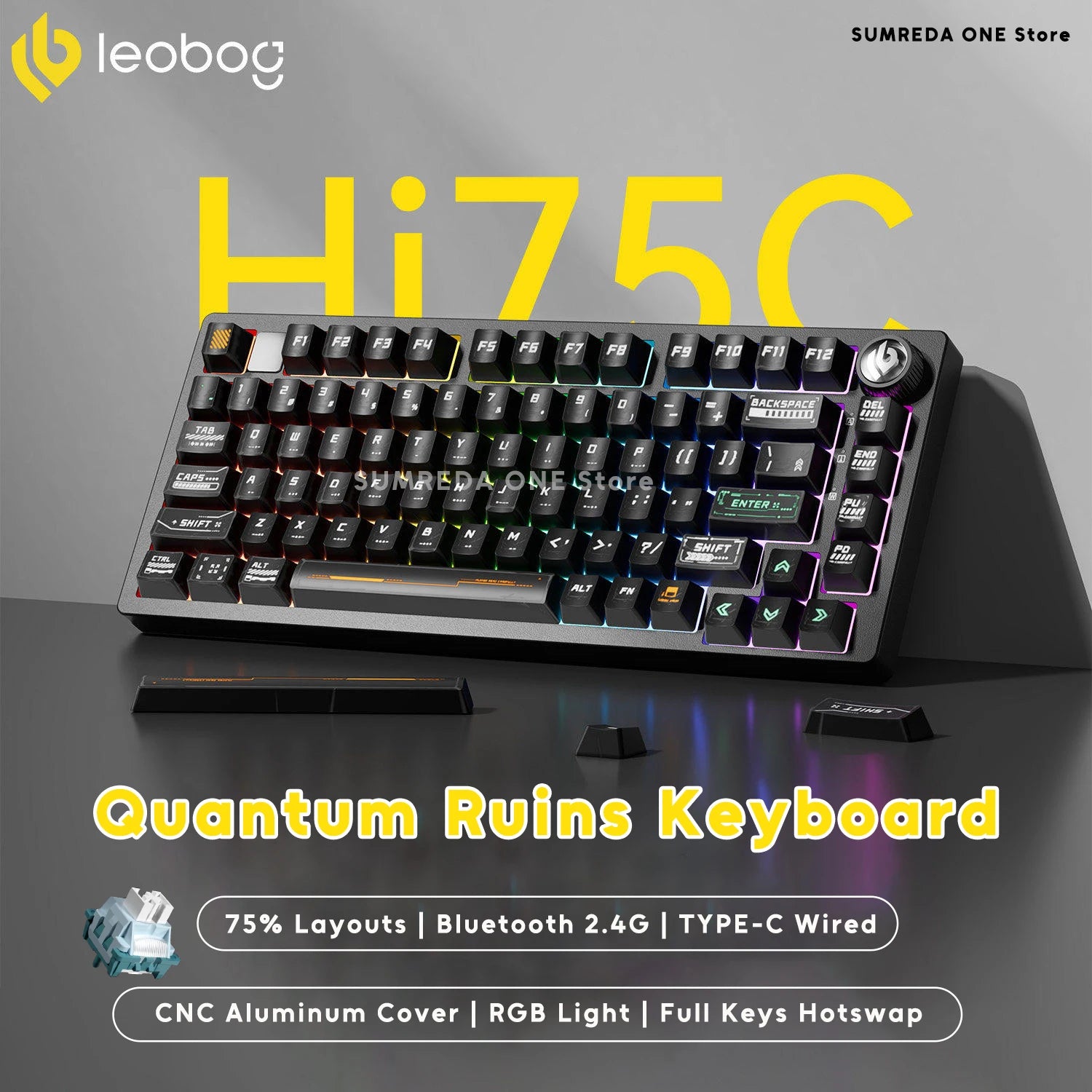 Leobog Hi75C Pro Aluminum Gasket Mechanical Keyboard | Wireless Tri-Mode, Hot-Swap & RGB | 75% Custom Gaming Keyboard