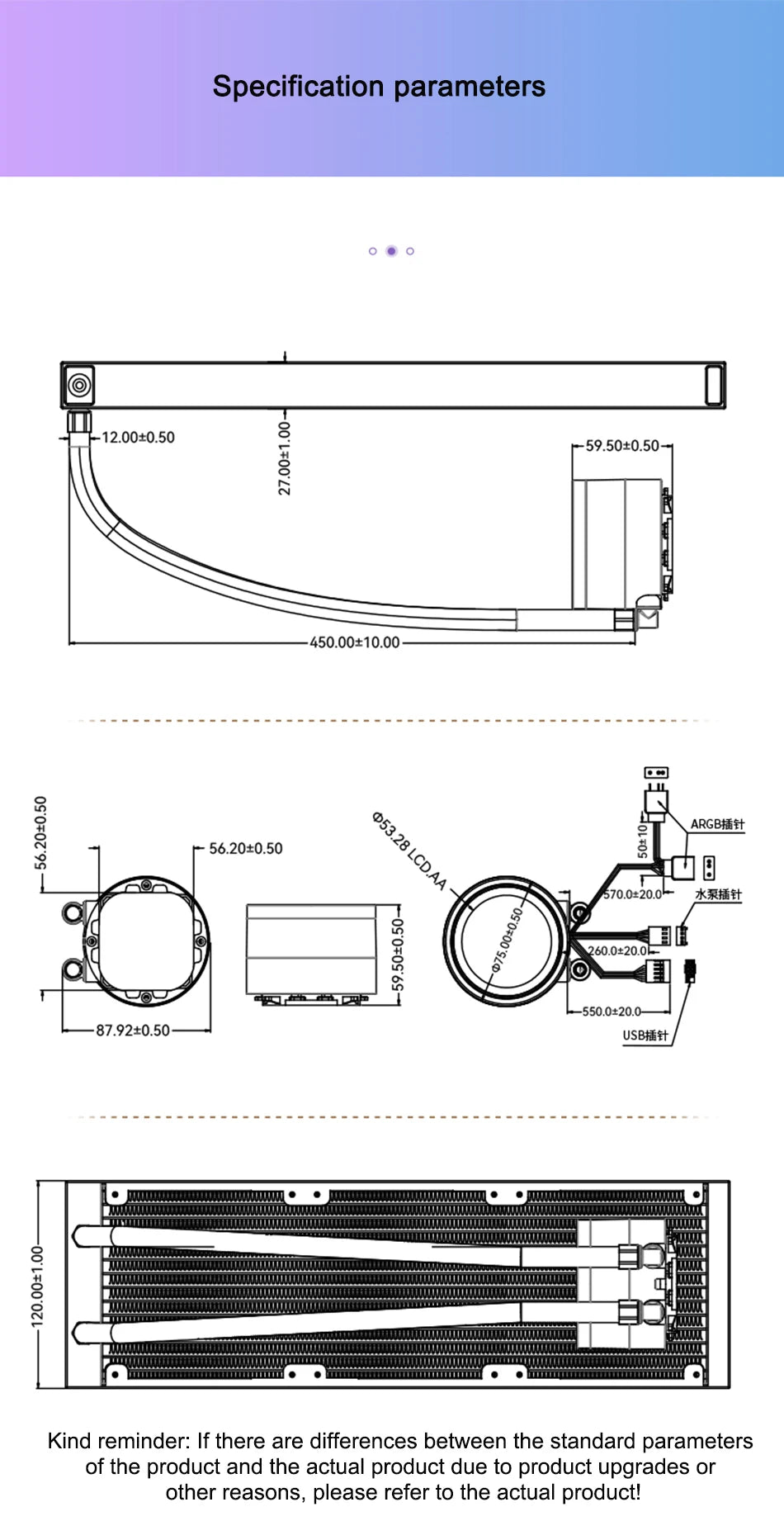Jonsbo TF2-360SC Integrated Water-cooled Radiator ARGB IPS LCD Screen CPU All in one AIO CPU Liquid Cooling Intel 1700 115X AM5