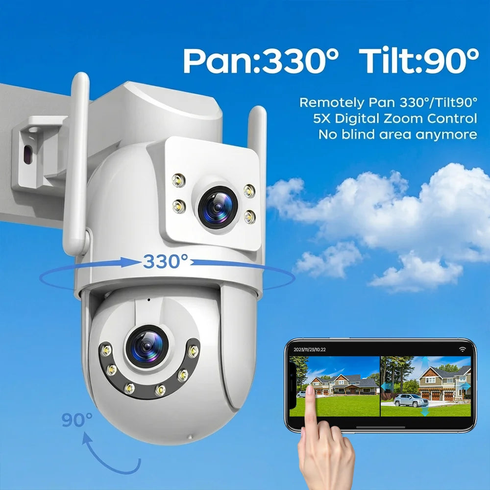 Jooan 4K 8MP HD Wifi PTZ Camera Outdoor 5G Wifi Dual Lens Security IP Cameras 5X Zoom AI Tracking ONVIF CCTV Surveillance Camera