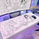 Anime Kawaii Girls PC Gaming Mouse Pad Pink Best Friend Computer Office Accessories Large Gamer Non-slip Keyboard Expansion Pads