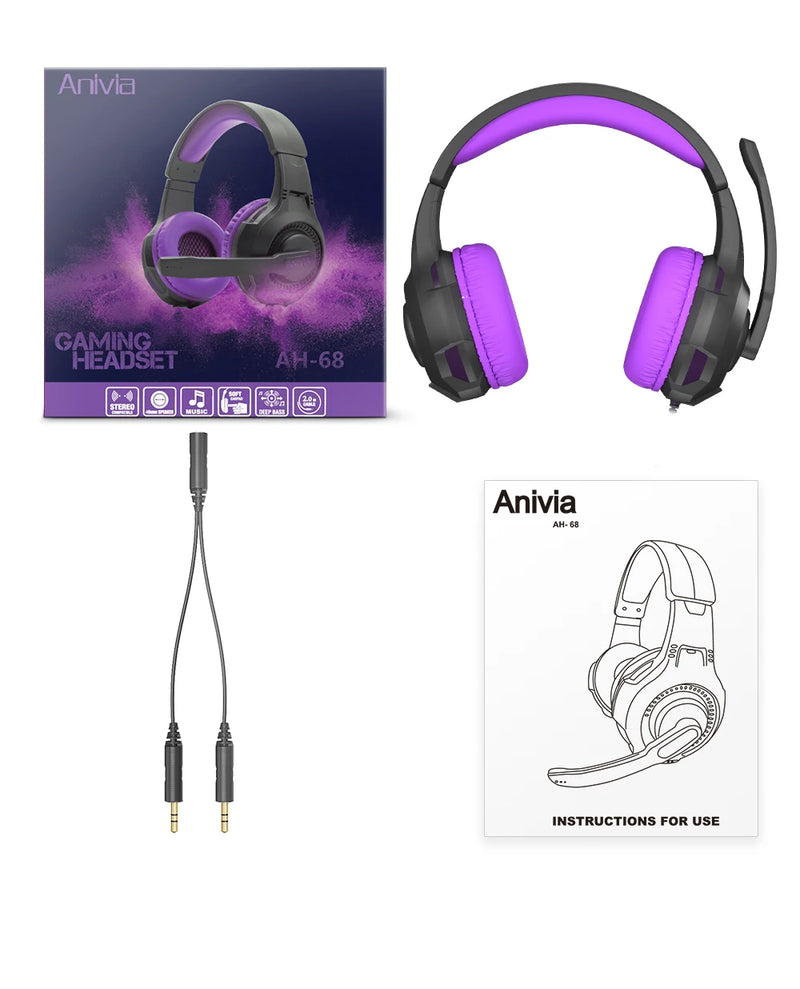 Wired Gaming Headset with Mic Noise Isolating Over-Ear, PC/PS4/PS5/Xbox Compatible, Volume Control, 3.5mm Audio Jack