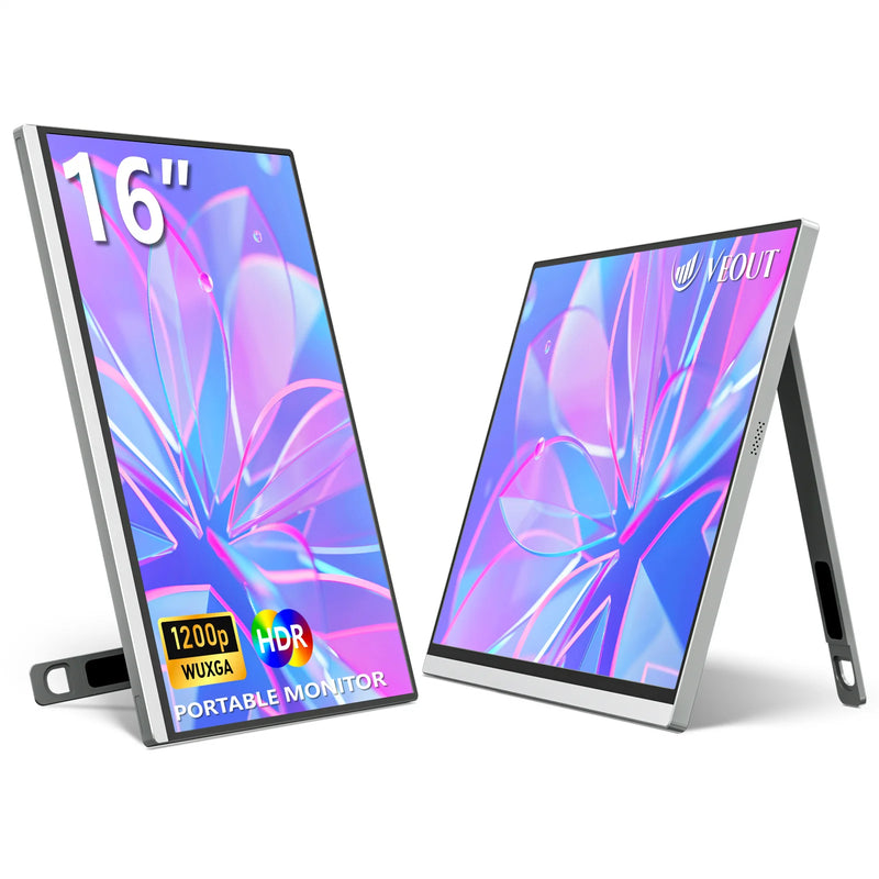 VEOUT 16inch Portable Monitor with USB-C 1920 * 1200P IPS, Freesync HDMI Gaming Monitor with Kickstand, Available in Four Colors