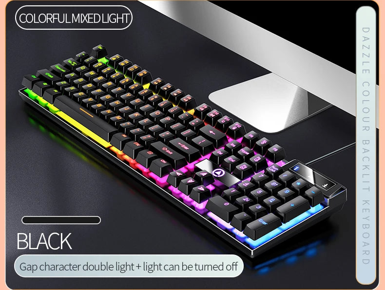 104 Keys Gaming Keyboard Wired Keyboard Color Matching Backlit Mechanical Feel Computer E-sports Peripherals for Desktop Laptop