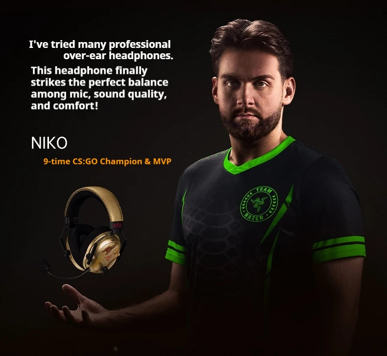 Razer BlackShark V3 Pro&CS2 Co-Branded Bluetooth Wireless Gaming Headphone Active Noise Cancellation with Detachable Microphone