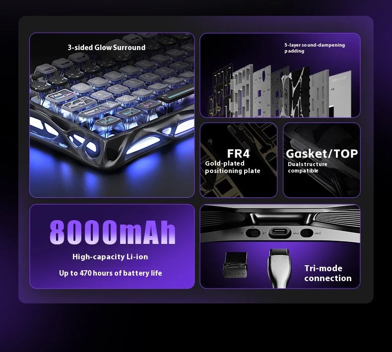 Gravastar 75k1pro Mechanical Keyboard Wireless Gaming Esports Professionali Keyboard Aluminum Customization Computer Peripherals