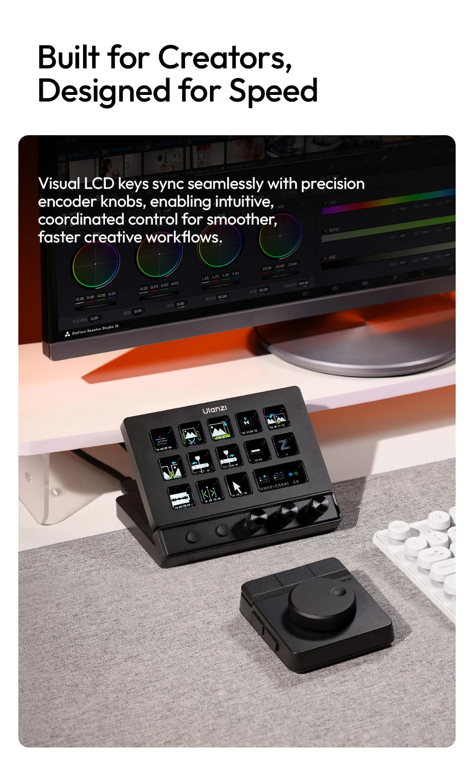 Ulanzi D200X All-in-One Creative Deck Studio Controller for Video/Photo Editing 8-in-1 Docking Station with Audio Jack 4K HDMI