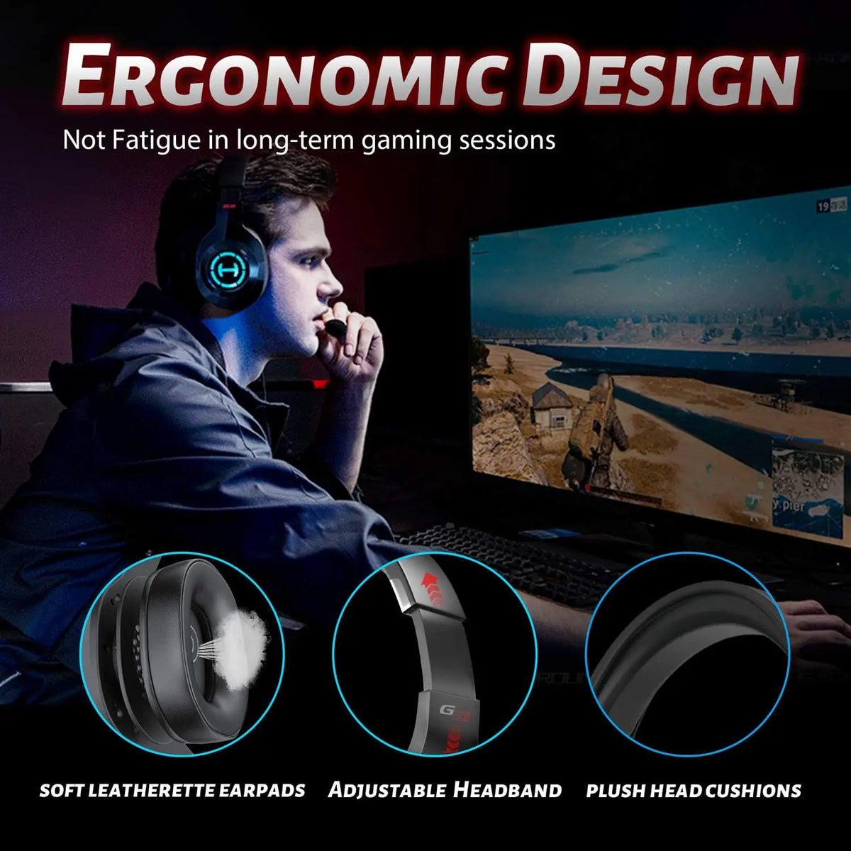 Edifier G2II Gaming Headset for PC PS4 USB Wired Gaming Headphones with 7.1 Surround Sound with Noise Canceling Microphone and RGB Light 50mm Driver Compatible with Mac Desktop PC Black