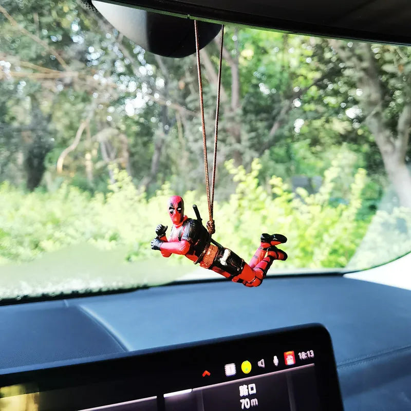Marvel Deadpool Car Rearview Mirror keyclain Reading Deadpool Car Pendant Mini Model Toy Action Figure New Hot Christmas Gift