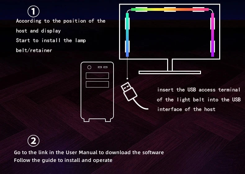 Smart Ambient TV Lighting PC Display Sync LED Strip Light RGB Dream Color DIY Party Game Holiday Atmosphere Ramadan Decor Lamp