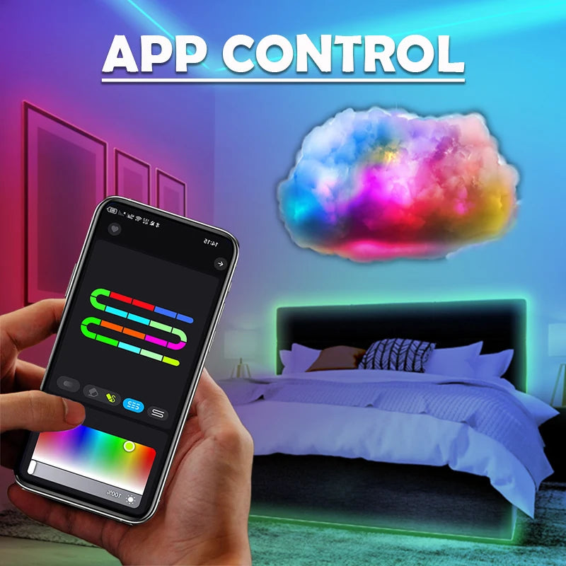3D Big Cloud Lightning Light 360 Degree Wireless Remote APP Music Sync Multicolor Lightning Smart Cloud Light For Home LED Decor
