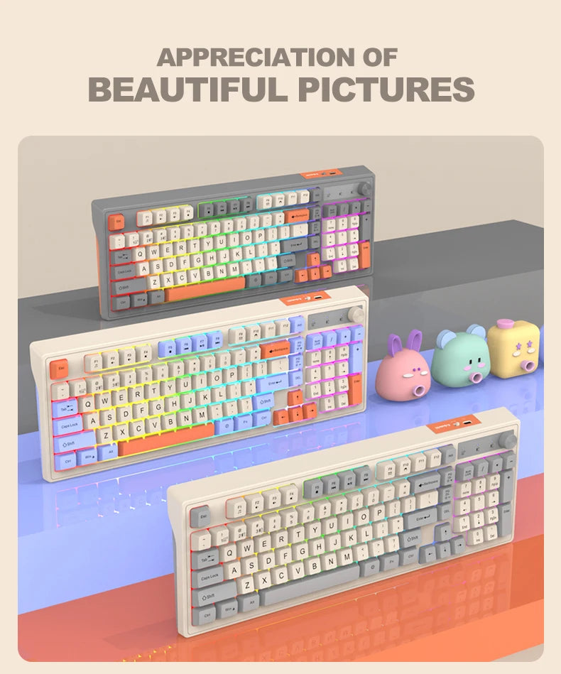 Dual Bluetooth Mechanical Keyboard Dual Modes BT5.0 2.4G Wireless Keyboard RGB Backlight Gaming Keyboard For  PC Laptop Tablet