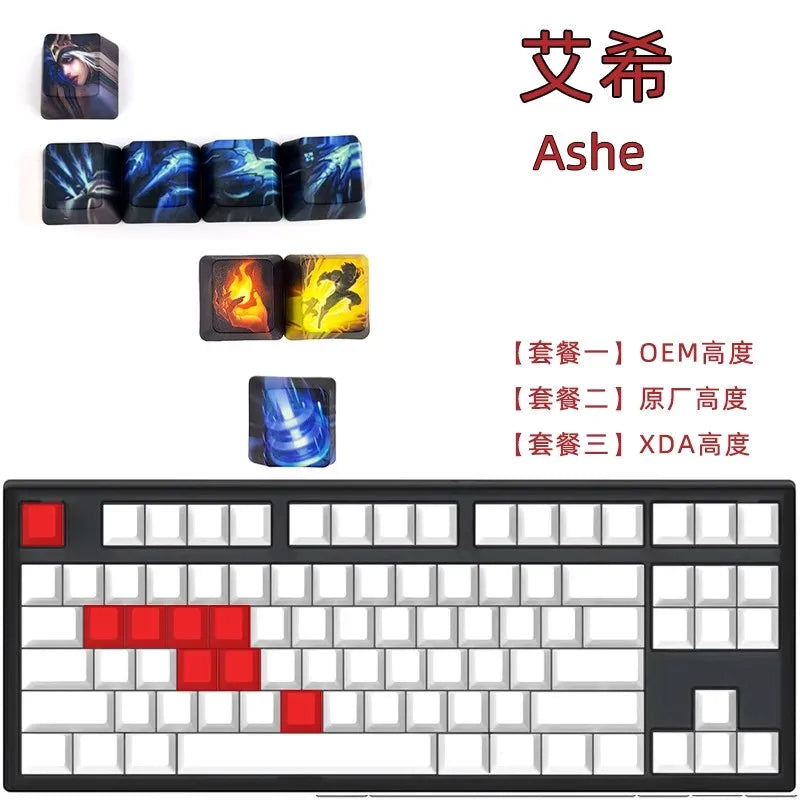 1 Set LOL Keycaps For MX Switch PBT 5 Sides Dye Subbed Keycap All Champions Can Be Customized OEM Cherry XDA Profile Key Cap