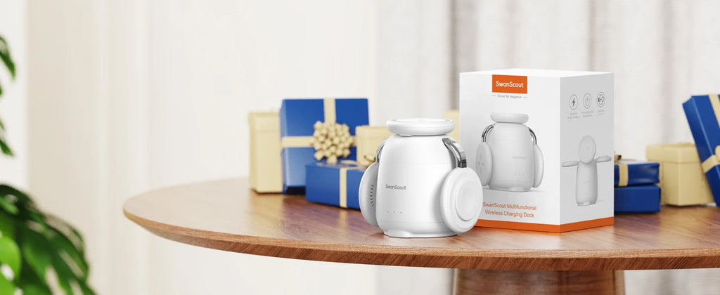 SwanScout 707M Magnetic Charging Station for iPhone 16 15 14 13 Wireless Charger Stand for AirPods 4 for Apple Watch 10-2 Ultra