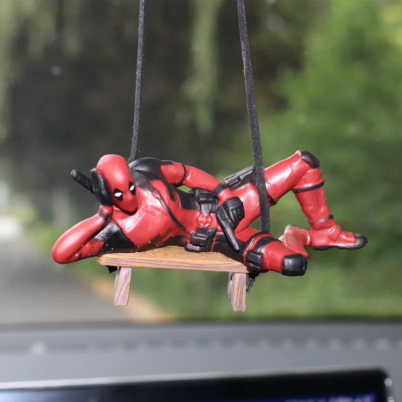 Marvel Deadpool Car Rearview Mirror keyclain Reading Deadpool Car Pendant Mini Model Toy Action Figure New Hot Christmas Gift
