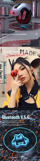 Zombie Cat B5 TWS Wireless Bluetooth headphones ANC Active Noise Cancellation Sport Music Headset Gamer Trendy Hip Hop Headset