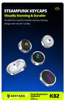 APAYADO K82 Wired Steampunk Mechanical Keyboard 75% Compact 82-Key Hot-Swappable RGB Retro Gaming Keyboard Multifunctional Knob